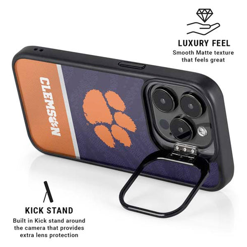 Clemson University Paw Logo iPhone 15 Pro Kickstand Case
